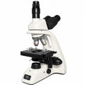 PL200 trinocular compound microscope, alternate three-quarter view on white background