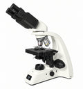 Optenra PL200 binocular compound microscope, angled view on white background