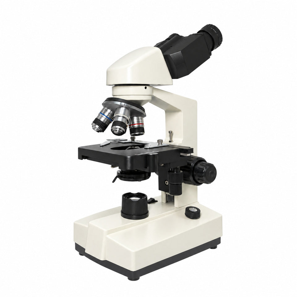 PW80 binocular compound microscope, three-quarter view