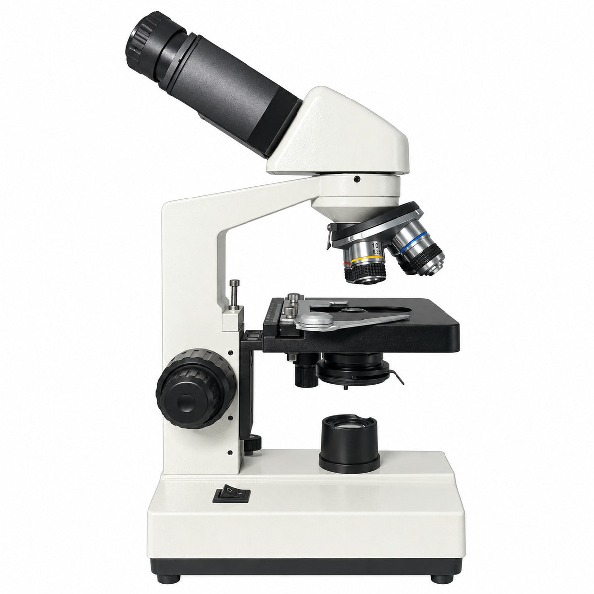 PW80 binocular compound microscope, side view