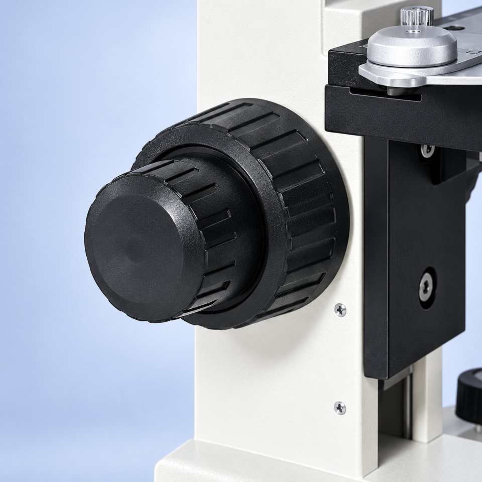PW80 microscope coaxial coarse and fine focusing knobs
