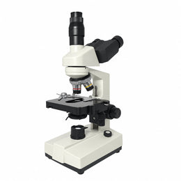 PW80 trinocular compound microscope, three-quarter view