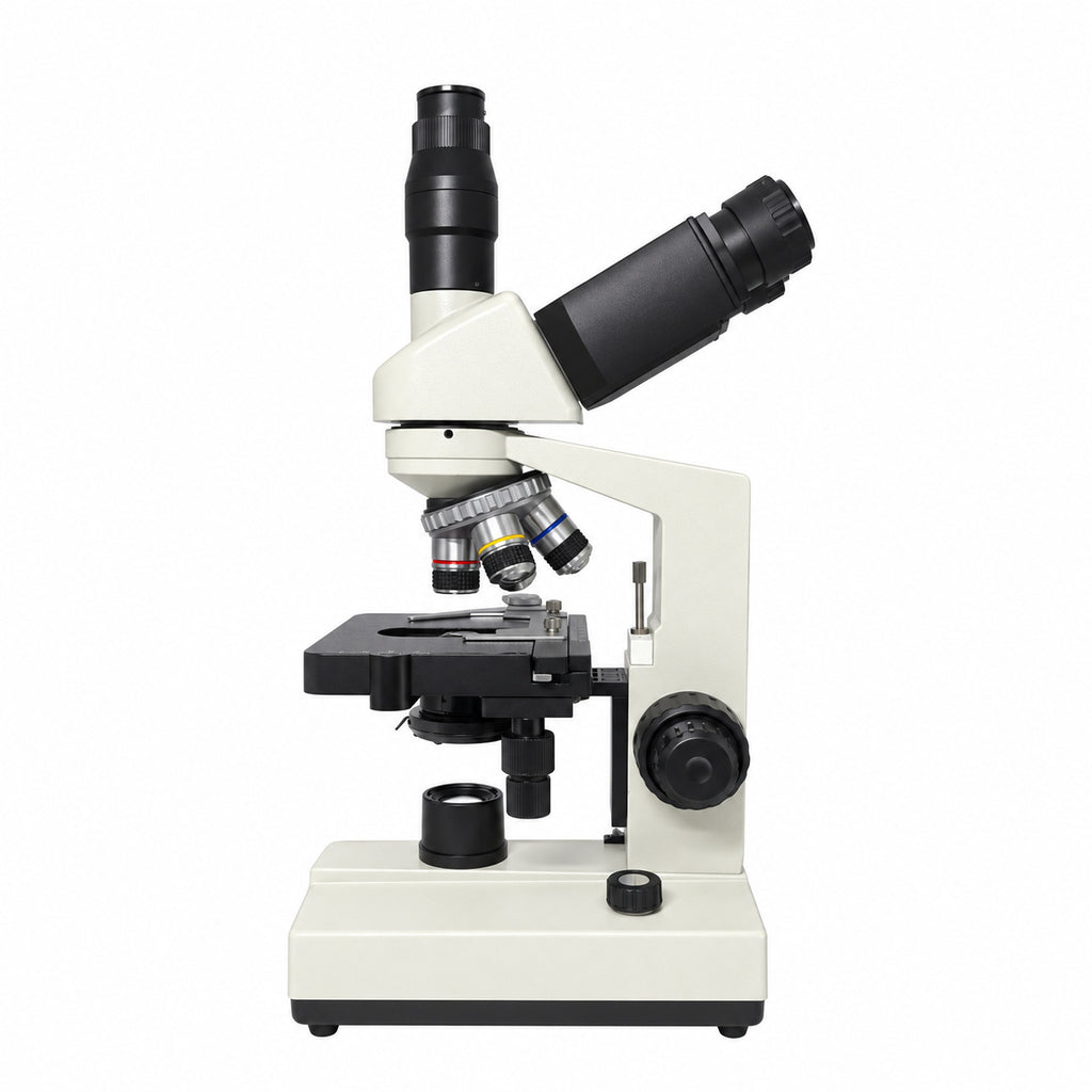 PW80 trinocular compound microscope, side view